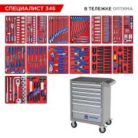 Набор инструментов 346 предметов, "СПЕЦИАЛИСТ 346", в серой тележке МАСТАК 52-07346G