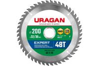 URAGAN Expert 200х32/30мм 48Т, диск пильный по дереву, 36802-200-32-48