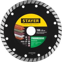 STAYER TURBO 150 мм, диск алмазный отрезной сегментированный, бетон, кирпич, плитка, гранит, черепица  (150х22.2 мм, 7х2.4 мм), 3662-150, Professional