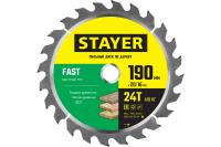 STAYER FAST 190 x 20/16мм 24Т, диск пильный по дереву, быстрый рез, 3680-190-20-24
