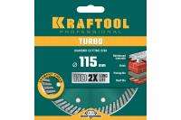 KRAFTOOL TURBO 115мм, диск алмазный отрезной сегментир по армир бетону, кирпичу, тротуар плитке, граниту, черепице (115х22.2 мм, 10х2.2 мм), 36682-115