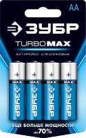 Щелочная батарейка ЗУБР Turbo-MAX АА 4 шт 59206-4C