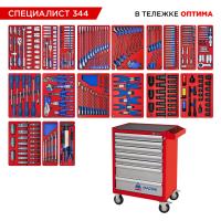 Набор инструментов "СПЕЦИАЛИСТ 344" в красной тележке, 344 предмета МАСТАК 52-07344R