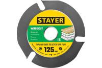 STAYER WOODCUT 125х22,2мм, 3 резца, диск пильный по дереву для УШМ, 36854-125