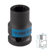 Головка торцевая ударная двенадцатигранная 1/2", 12 мм KING TONY 453012M