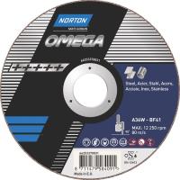 Отрезной круг по нержавеющей стали/металлу Norton Omega 125x1x22,23мм, A60W-BF41