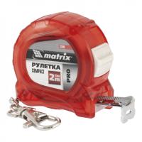 MATRIX Рулетка Compact, 2 м x 16 мм, компактный размер, карабин-держатель, PRO