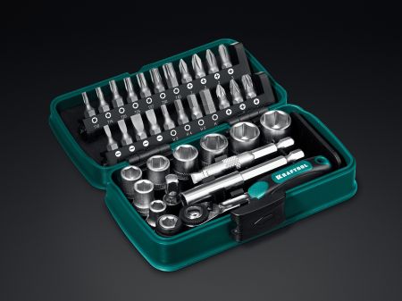 KRAFTOOL X-Drive 35, 35 предм., универсальный набор инструмента 1/4″ (27974)