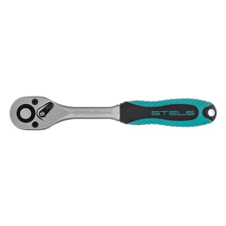 Ключ-трещотка 1/4", CrV, 72 зуба, с быстрым сбросом, матовый хром Stels