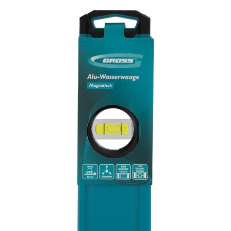 Уровень алюминиевый, магнит., фрезерованный, 3 глазка, 0,5 мм/м, 1500 мм Gross