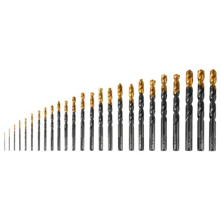 Набор сверл по металлу, 1-13 мм, HSS-Tin, Golden Tip, 25 шт Denzel