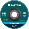 KRAFTOOL ZIRCON 125 х 22.2 мм, P80, круг лепестковый циркониевый торцевой по металлу и нержавеющей стали (36594-125-80)