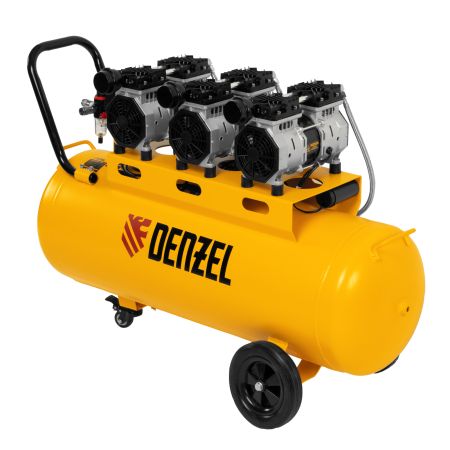 Компрессор безмасляный, малошумный DLS 1800/100,1800 Вт, 3x600, 100 л, 345 л/мин Denzel