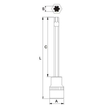 Бита-головка 1/2" TORX T40х200мм длинная JTCJTC