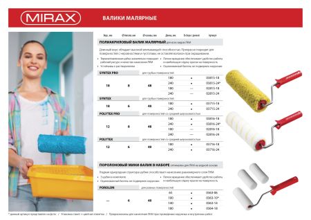 MIRAX SYNTEX PRO, 48 х 240 мм, бюгель 8 мм, ворс 18 мм, полиакрил/полиэстер, все виды ЛКМ, малярный валик (03815-24)