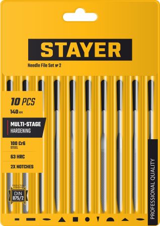 STAYER 140 мм, 10 предм., набор надфилей, Professional (16011-H10)