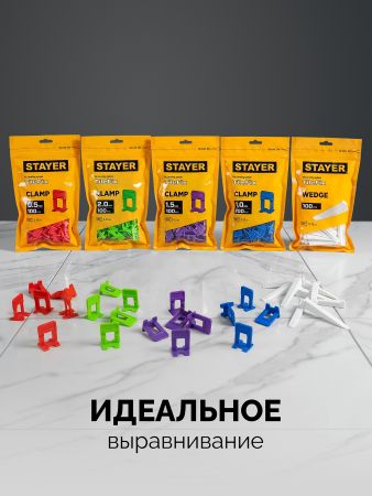 STAYER СВП TileFix, 2,0 мм, 100 шт, система выравнивания плитки ″ворота″ (33847-100)
