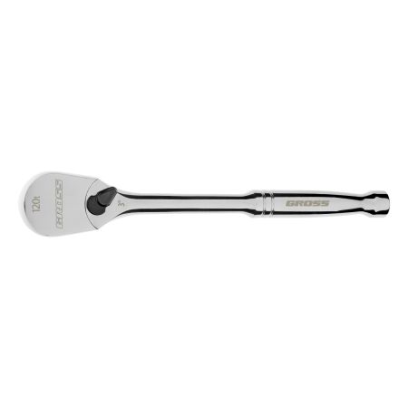 Ключ-трещотка 3/8", CrV, 120 зубьев, цельнометаллический, хром Gross