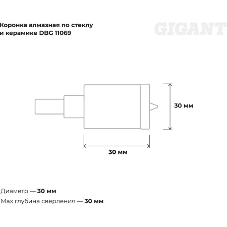 Алмазная коронка по стеклу и керамике Gigant DBG 11069