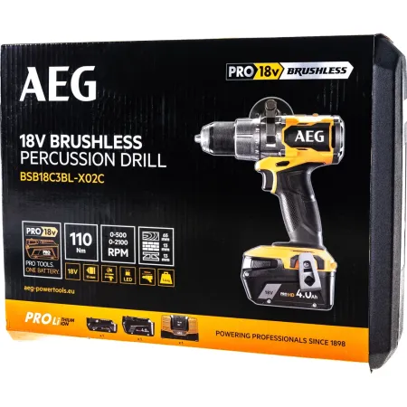Ударная бесщеточная аккумуляторная дрель-шуруповерт BSB18C3BL-X02C AEG