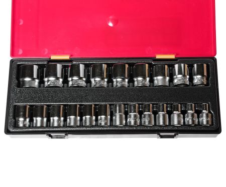 Набор головок торцевых 1/2" 6-ти гранных 08-32мм 22 предмета в кейсе JTCJTC