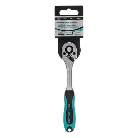 Ключ-трещотка 1/4", CrV, 72 зуба, с быстрым сбросом, матовый хром Stels