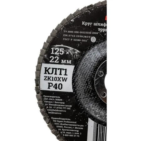 Круг лепестковый Gigant Professional 125х22.2 мм, P40, цирконий