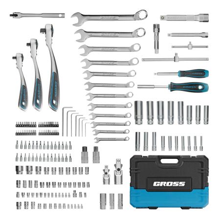 Набор инструментов, 1/2", 3/8", 1/4", CrV, 120 зубьев, 216 предметов Gross