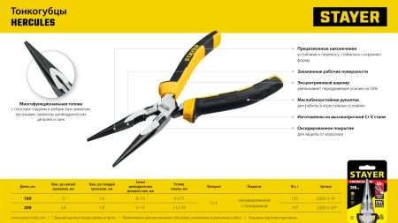 STAYER Hercules, 200 мм, тонкогубцы (2203-3-20)