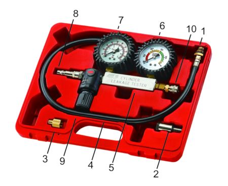 Набор инструментов для выявления утечек в цилиндрах, диапазон 0-100PSI, 0-700кПА в кейсе JTCJTC