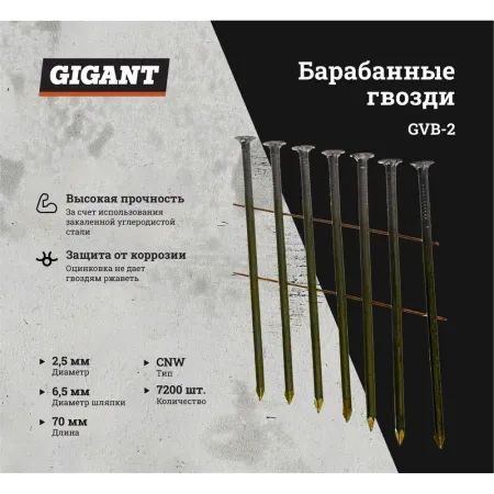 Гвоздь Gigant 2,5x70 BK 7200 шт.
