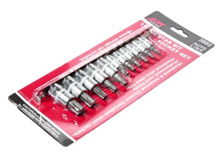 Набор головок торцевых 1/4"-3/8" TORX Т10Н-Т60Н с отверстием 11 предметов JTCJTC