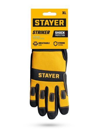STAYER STRIKER р.XL (10), комбинированные перчатки для тяжелых механических работ (11410-XL)