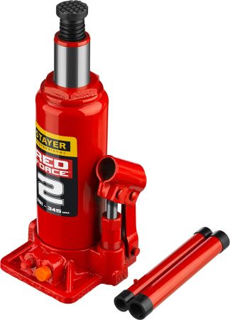 STAYER RED FORCE, 2 т, 181 - 345 мм, бутылочный гидравлический домкрат, Professional (43160-2)