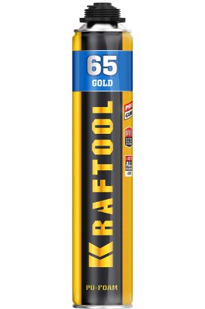 KRAFTOOL GOLD 70, 850 мл, выход до 65 л, мелкопористая, пистолетная всесезонная, SVS, не залипающий клапан, монтажная пена (41194)