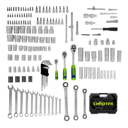Набор инструментов, 1/2", 3/8", 1/4", пластиковый кейс 160 предм. Сибртех
