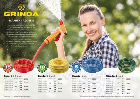 GRINDA STANDARD, 3/4″, 25 м, 15 атм, трёхслойный, армированный, поливочный шланг (429000-3/4-25)