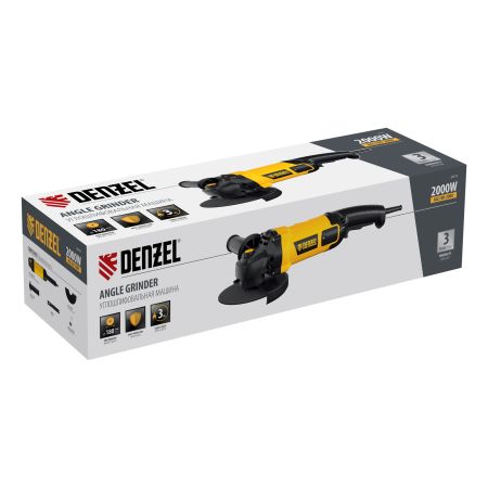 Углошлифовальная машина AGL180-2000, 2000 Вт, 180 мм, 8500 об/мин Denzel