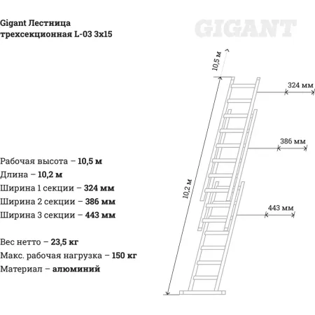 Трехсекционная лестница Gigant L-03