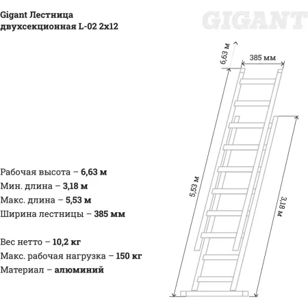 Двухсекционная лестница Gigant L-02