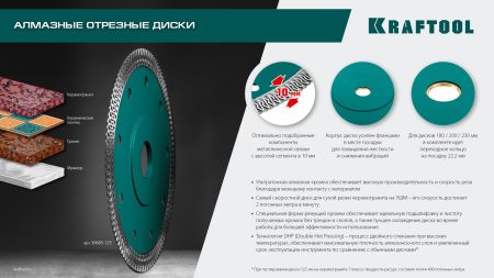 KRAFTOOL ULTRA-THIN 180х1.6 мм ультратонкий алмазный диск (36685-180)
